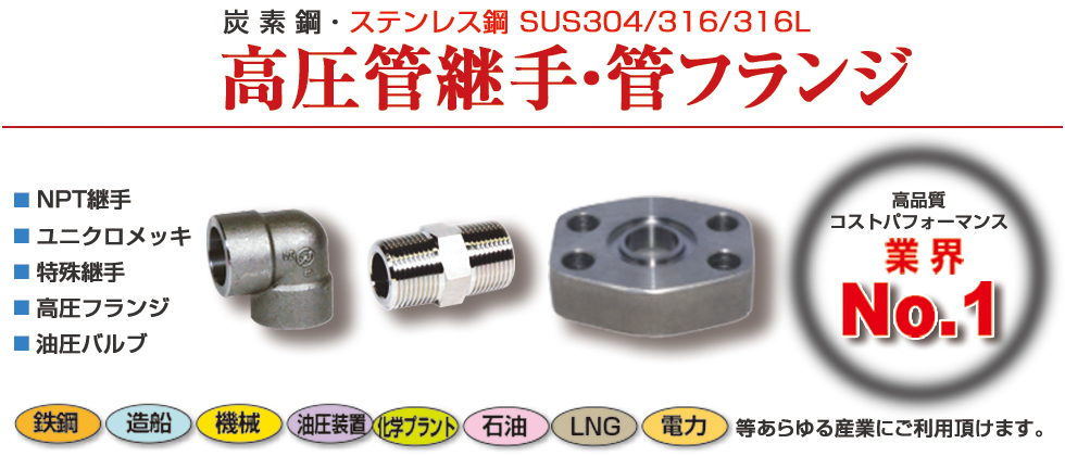 ステンレス鋼・炭素鋼高圧管継手・管フランジ